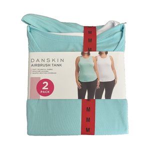 Danskin Airbrush Tank 2 Pack_size M ( White/ Aqua Splash)